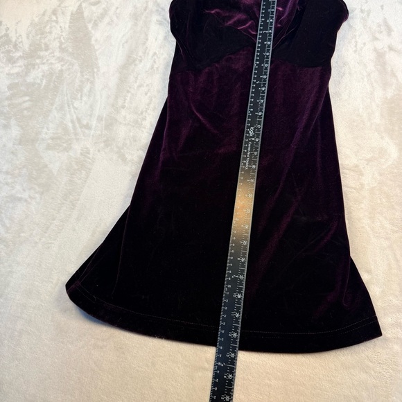 Vintage Catalyst Velvet Slip Dress Burgundy Plum Spaghetti Strap Mini Dress 2P - Picture 7 of 9